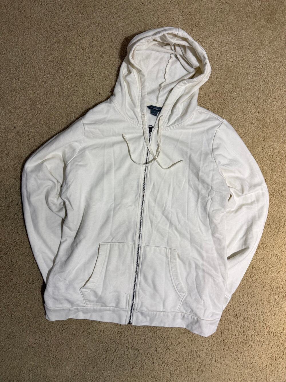 Eddie Bauer Cream White Full-Zip Fleece Hoodie